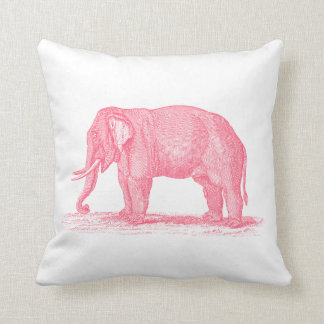 Vintage Pink Elephant 1800s Elephants Illustration Cushion