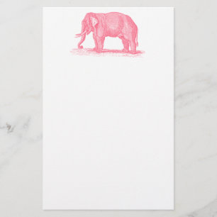 Vintage Pink Elephant 1800s Elephants Illustration Stationery