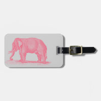 Vintage Pink Elephant on Grey 1800s Elephants