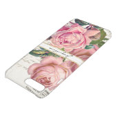 Vintage Pink English Roses w Script Lettering Art Uncommon iPhone Case (Top)