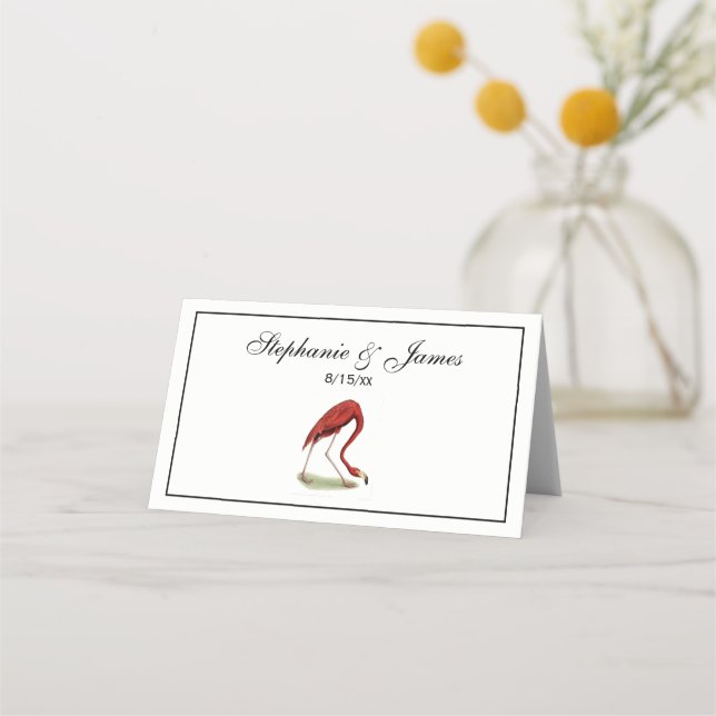 Vintage Pink Flamingo #1 Place Card (Front)
