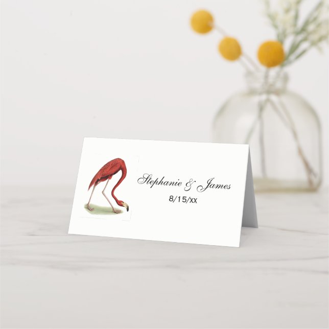 Vintage Pink Flamingo #1 Place Card (Front)