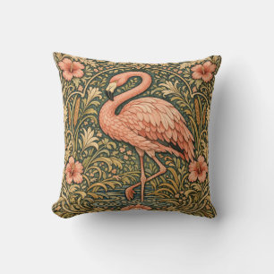 Vintage Pink Flamingo art nouveau design Cushion