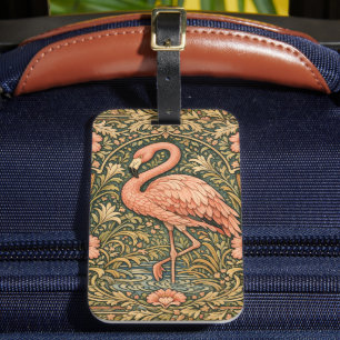 Vintage Pink Flamingo art nouveau design Luggage Tag