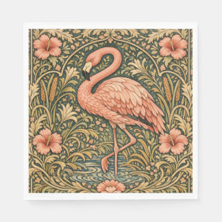 Vintage Pink Flamingo art nouveau design Napkin