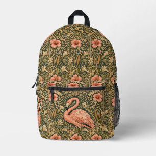 Vintage Pink Flamingo art nouveau design Printed Backpack
