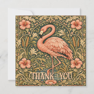 Vintage Pink Flamingo art nouveau design Thank You Card