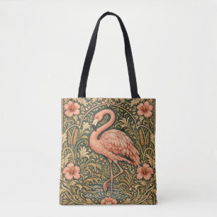 Vintage Pink Flamingo art nouveau design Tote Bag