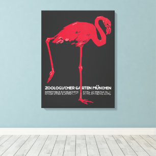 Vintage Pink Flamingo Bird at Germany Munich Zoo Canvas Print