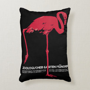 Vintage Pink Flamingo Bird at Germany Munich Zoo Decorative Cushion