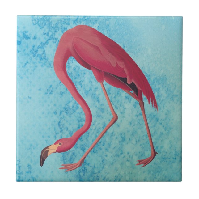 Vintage Pink Flamingo Ceramic Tile (Front)