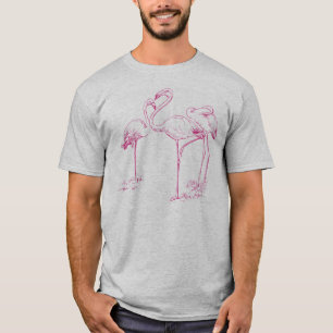 Vintage  Pink Flamingo Drawing T-Shirt