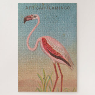 Vintage Pink Flamingo Illustration (1889) Jigsaw Puzzle