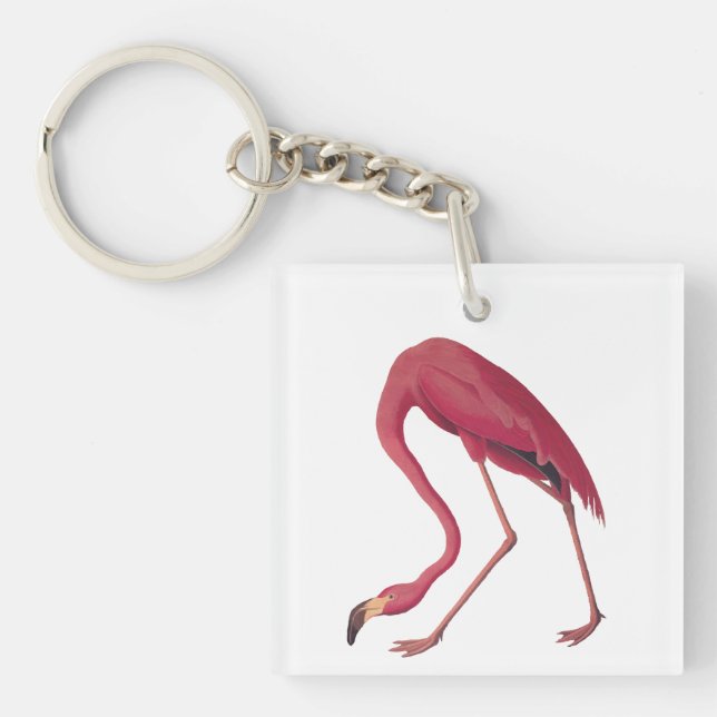 Vintage Pink Flamingo  Key Ring (Front)