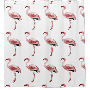 Vintage Pink Flamingo Painting Shower Curtain