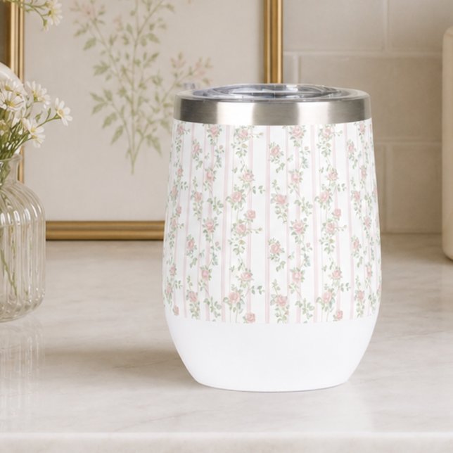 Vintage Pink Floral (elegant vintage pink floral coquette rose tumbler)