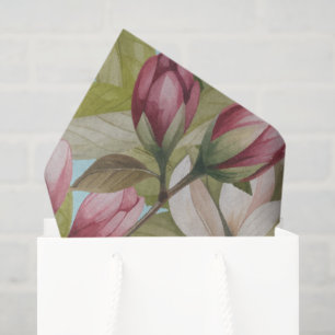 Vintage Pink Floral And Leaf Pattern  Tissue Paper