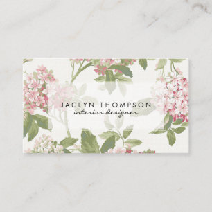 vintage pink floral botanical business card