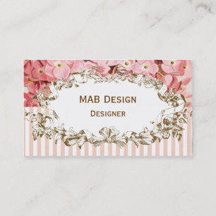 Vintage pink floral business card