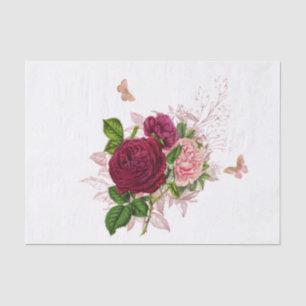 Vintage Pink Floral Butterfly Bouquet Tissue Paper