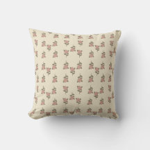 Vintage Pink Floral Cottagecore Throw Pillow