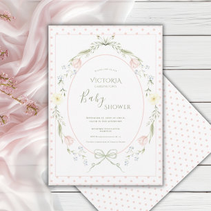 Vintage Pink Floral Elegant Baby Shower Invitation