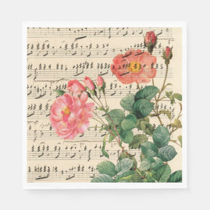 Vintage Pink Floral Ephemera Napkin