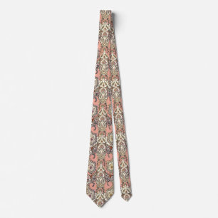 Vintage Pink Floral Exotic Motif Pattern Tie