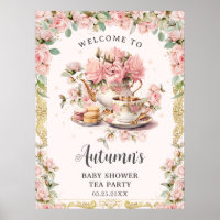 Vintage Pink Floral High Tea Baby Bridal Shower 