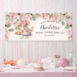 Vintage Pink Floral High Tea Bridal Baby Shower Banner<br><div class="desc">Personalise this large vintage tea party welcome backdrop banner easily and quickly. Simply click the customise it further button to edit the texts, change fonts and fonts colours. Featuring a set of pretty vintage teapot and tea cup and beautiful blush pink roses. All text is editable. Personalise it for bridal...</div>