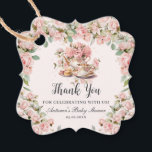 Vintage Pink Floral High Tea Party Baby Shower  Favour Tags<br><div class="desc">Personalise these vintage tea party favour tags easily and quickly. Simply click the customise it further button to edit the texts, change fonts and fonts colours. Featuring a set of pretty vintage teapot and tea cup and beautiful blush pink roses. All text is editable. Personalise it for bridal shower, baby...</div>