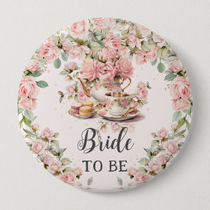Vintage Pink Floral High Tea Party Bridal Shower 10 Cm Round Badge