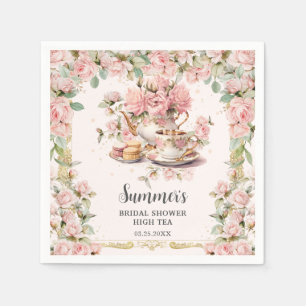 Vintage Pink Floral High Tea Party Bridal Shower  Napkin