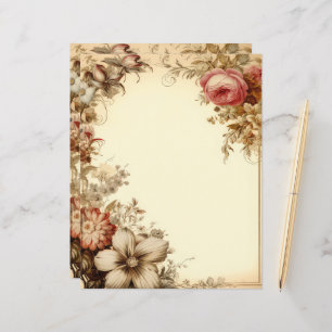 Vintage Pink Floral Junk Journal Stationery