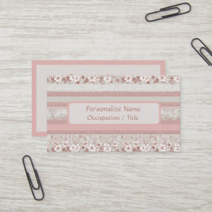 Vintage Pink Floral Lace Elegant Timeless Business Card