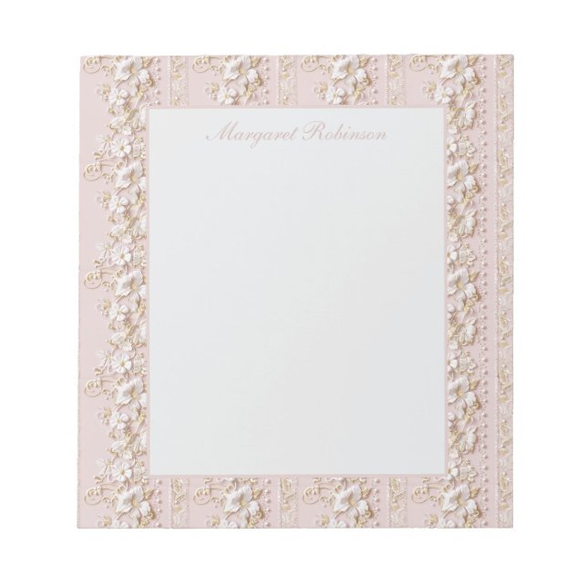 Vintage Pink Floral Notepad (Front)