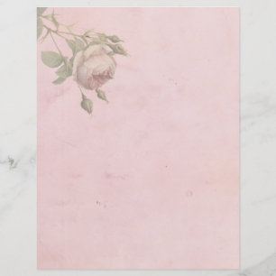 Vintage Pink Floral Paper Sheet