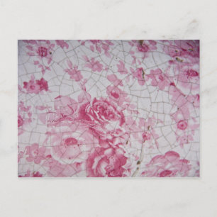 Vintage pink floral postcard