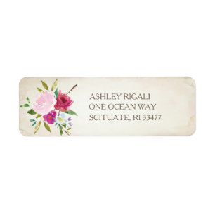 Vintage Pink Floral Return Address Label