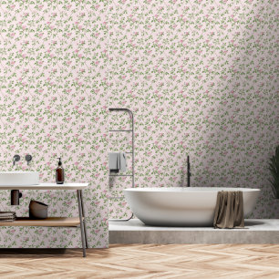 Vintage Pink Floral Romantic Rose Pattern Wallpaper