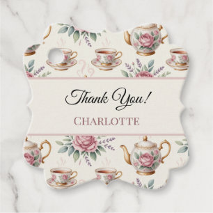 Vintage Pink Floral Rose Tea Party Girl Birthday Favour Tags