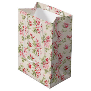 Vintage Pink Floral Shabby Chic Pattern Medium Gift Bag