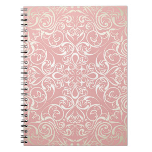 Vintage,pink,floral,victorian,gold,elegant,pattern Notebook
