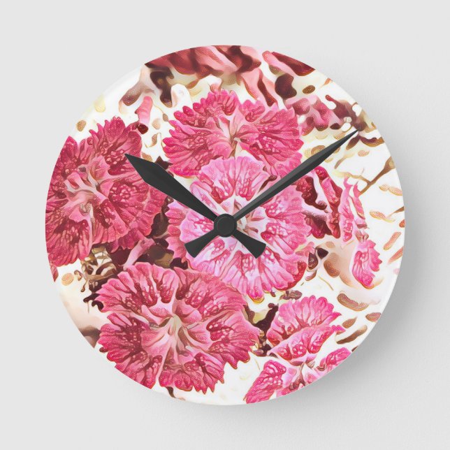 Vintage Pink Floral Wall Clock (Front)