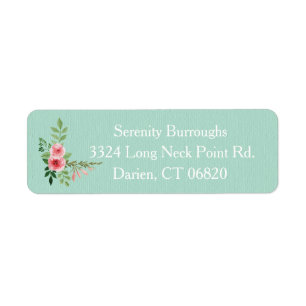 Vintage Pink Floral Watercolor Roses Flower Mint Return Address Label