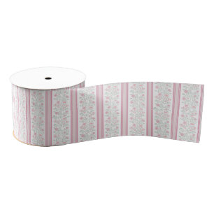 Vintage Pink Floral Wildflowers Coquette  Grosgrain Ribbon