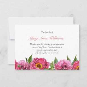Vintage pink flower botanical funeral thank you