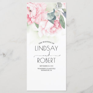 Vintage Pink Flowers Elegant Wedding Programs
