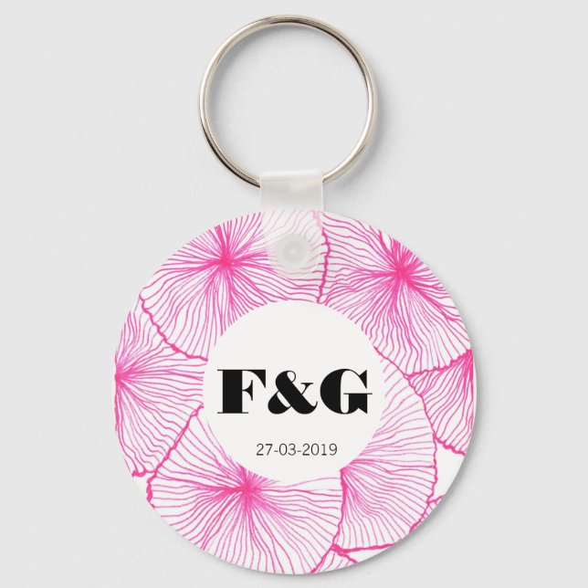 Vintage pink flowers keychain (Front)