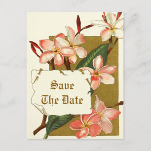 Vintage pink flowers wedding Save the Date Announcement Postcard